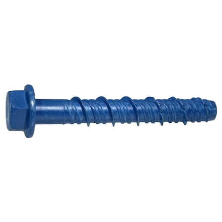 Masonry Screw, 3/8 Dia., Hex, 3 In L, Steel Blue Ruspert, 50 PK